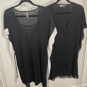 2 Swim Coverups Cactus Black and White and LVR Crochet Details size: 1X